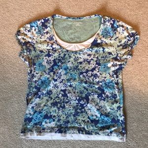 Blue and Green Flower T-shirt